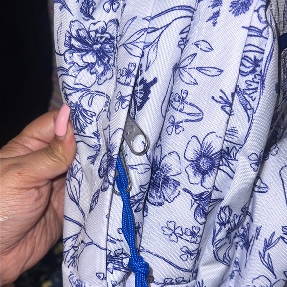 Jansport Blue and Brown Backpack with Floral Design BNWT - Picture 9 of 10